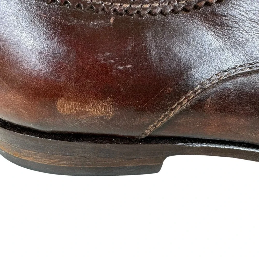 Zelli Chestnut Brown Calfskin‎ Leather Split Toe Oxford Lace Up Dress Shoes 10M